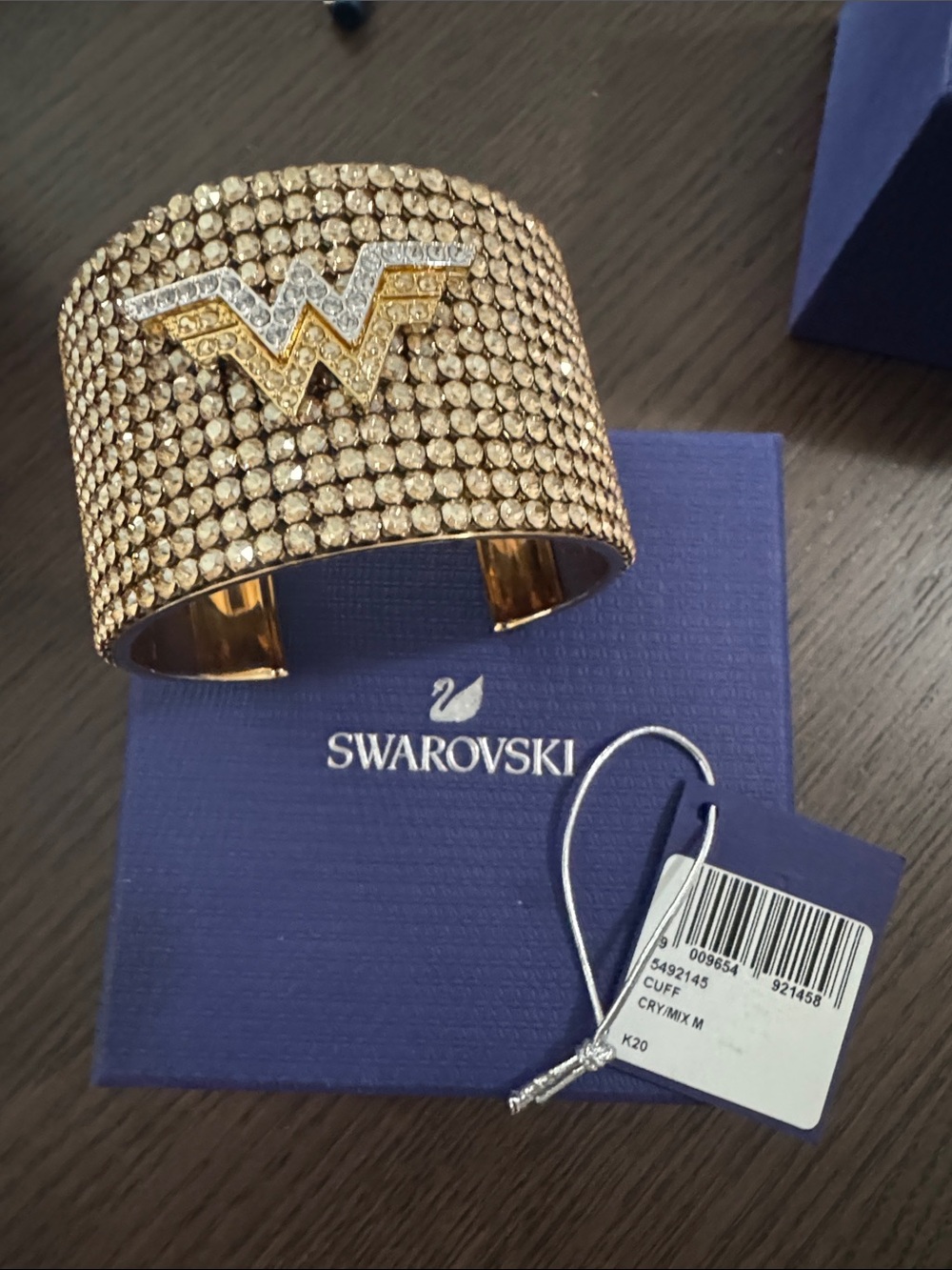 Swarovski Gold Crystal Pavé Cuff Bracelet with Silver-Tone Accent